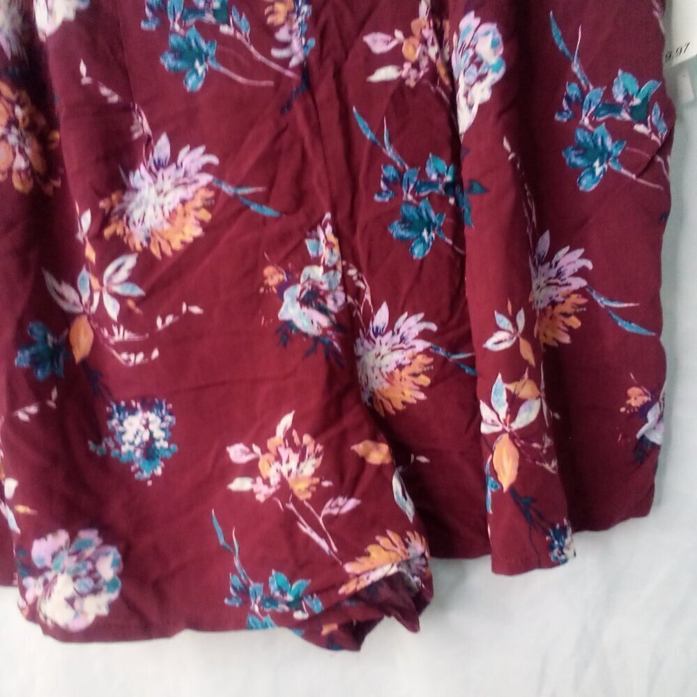 Abound Shorts Women L Casual Pull On Pockets Floral Red Blue Orange - Picture 5 of 13